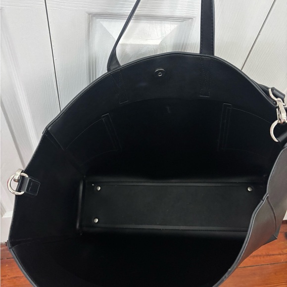 Calpak Black Leather Tote Work Bag - Picture 4 of 6